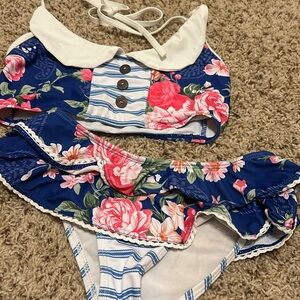 Boutique Blueberry Bay swimsuit two piece bikini size 8 preppy cute girls